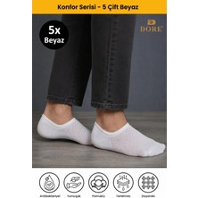 Dore 5 Çift Yazlık Lüks Modal Ultra Comfort Spor Ayakkabı Dikişsiz Görünmez Kısa Çorap Beyaz 40-44