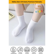 Dore Unisex Çocuk 3 Çift Pamuklu Cilt Dostu Premium Ultra Yumuşak Kız Erkek Çocuk Kolej Çorap Beyaz 3-5 Yaş