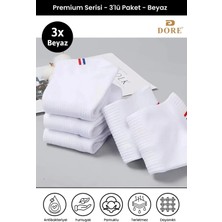 Dore Unisex 3 Çift Premium Pamuklu Esnek Konfor Modeli 4 Mevsim Spor & Günlük Kısa Patik Çorap Beyaz 43-46