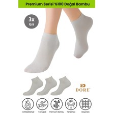 Dore Kadın 3 Çift Bambu Ultra Comfort Terletmeyen Spor Ayakkabı Sneaker Premium Patik Çorap Gri 36-39