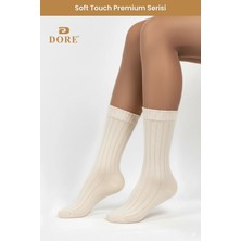 Dore Kadın Soft Touch Premium Serisi Yumuşak Dokulu Yünlü Fitilli Kışlık Uyku Çorabı 1 Çift Cream Krem 36 - 40