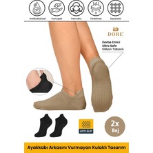 Dore Unisex Konfor Modeli 2 Çift Bej Kaymaz Taban Pilates Yoga Için Kaydırmaz Patik Çorap 36 - 42