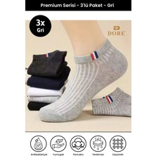 Dore Unisex 3 Çift Premium Pamuklu Esnek Konfor Modeli 4 Mevsim Spor & Günlük Kısa Patik Çorap Gri 36-39