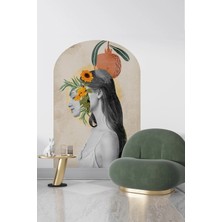 Kanvassepetinet Kendiliğinden Yapışkanlı Kumaş Kanvas Dokulu Duvar Kağıdı Soyut Bohem  Oval, Modern, Kemer,