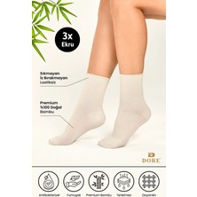 Dore Kadın 3 Çift Premium Yumuşak Konfor Modeli Lastiksiz & Dikişsiz Bambu Soket Çorap Ekru 36-39