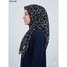 Eyfel Eşarp Eyfel Desenli Dimi Pamuk Eşarp (Siyah - Beyaz Serisi) 1014-120