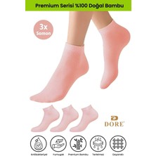 Dore Kadın 3 Çift Bambu Ultra Comfort Terletmeyen Spor Ayakkabı Sneaker Premium Patik Çorap Somon 36-39