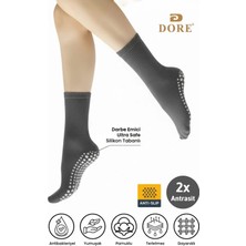 Dore Unisex 2 Çift Kaydırmaz Hac Umre Tavaf Için Soket Model Kaymaz Taban Antrasit Çorap 36-39
