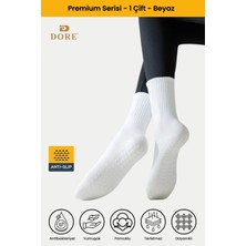 Dore Premium Model Ter Emici Havlu Tabanlı Extra Güçlendirilmiş Kaymaz Pilates ve Yoga Çorabı Beyaz 36 - 42