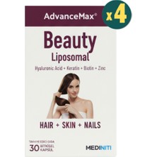 Mediniti Advancemax Beauty Lipozomal Hyalüronik Asit Keratin Biotin Zn 30 Kapsül 4 Adet Seti