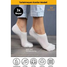 Dore Kadın 3 Çift Yazlık Lüks Modal Ultra Comfort Spor Ayakkabı Dikişsiz Görünmez Kısa Çorap Beyaz 40-44