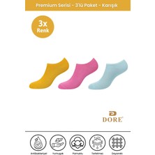 Dore 3 Çift Yazlık Premium Terletmeyen Konfor Modeli Nefes Alan Dikişsiz Görünmez Düz Renk Çorap Sarı - Pembe - Mavi 36-39