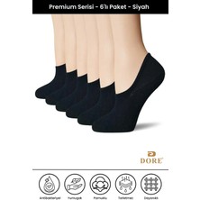 Dore 6 Çift Premium Konfor Modeli Spor Ayakkabı Sneaker Dikişsiz Görünmez Düz Renk Çorap Siyah 36 - 40