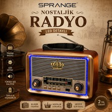 Sprange NS-7217BT Bluetooth Nostaljik Radyo Fm/am/sw 3 Bant USB Bellek Tf Kart Destekli Şarjlı Mp3 Müzik Çalar
