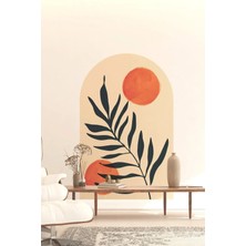 Kanvassepetinet Kendiliğinden Yapışkanlı Kumaş Kanvas Dokulu Duvar Kağıdı Boho Bohem Tarz Yaprak ve Güneş Temalı