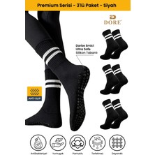Dore Unisex 3 Çift Kaymaz Pilates ve Yoga Için Plates Kaydırmaz Tabanlı Çorap - Siyah 3'lü 36 - 42