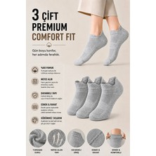 Dore 3 Çift Unisex Kulaklı Konfor Modeli Ter Emici Spor Ayakkabı Sneaker Pamuklu Bilek Boy Çorap Gri 36-39