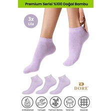 Dore Kadın 3 Çift Bambu Ultra Comfort Terletmeyen Spor Ayakkabı Sneaker Premium Patik Çorap Purple Lila 36-39