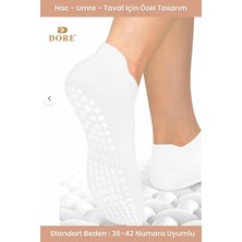 Dore Unisex Hac Umre Tavaf Için Kaymaz Taban Konforlu Kaydırmaz Patik Çorap Standart Beden 36-42 Beyaz