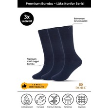 Dore Erkek 3 Çift Premium Bambu Dikişsiz Esnek Lastikli Konfor Modeli Uzun Soket Çorap Lacivert 40-44