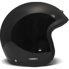 DMD Jet Retro Solid Black Açık Motosiklet Kaskı