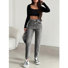 Herton Kadın Yüksel Bel Mom Jean  Pantolon %100 Cotton Esneme Yok