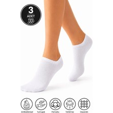 Dore 3 Çift Premium Terletmeyen Konfor Modeli Nefes Alan Görünmez Spor Ayakkabı Sneaker Çorap Beyaz 40-44