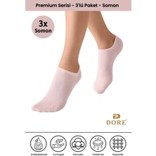 Dore 3 Çift Yazlık Premium Terletmeyen Konfor Modeli Nefes Alan Dikişsiz Görünmez Düz Renk Çorap Somon 36-39