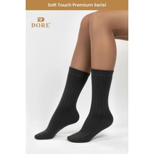 Dore Kadın Soft Touch Premium Serisi Yumuşak Dokulu Yünlü Fitilli Kışlık Uyku Çorabı 1 Çift Gri Antrasit 36 - 40