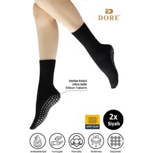 Dore Unisex 2 Çift Kaydırmaz Hac Umre Tavaf Için Soket Model Kaymaz Taban Siyah Çorap 40-44