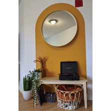 Kanvassepetinet Kendiliğinden Yapışkanlı Kumaş Kanvas Dokulu Duvar Kağıdı Sarı Renk Boho Bohem Tarz Oval