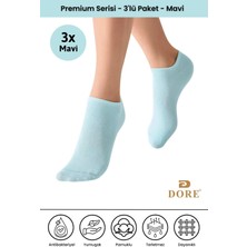 Dore 3 Çift Yazlık Premium Terletmeyen Konfor Modeli Nefes Alan Dikişsiz Görünmez Düz Renk Çorap Mavi 36-39