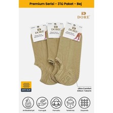 Dore Unisex 3 Çift Kaymaz Taban Hac Umre Tavaf Fitness Yoga Pilates Çorap Standart Beden 36-42 Ten