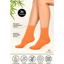 Dore Kadın 3 Çift Premium Yumuşak Konfor Modeli Lastiksiz & Dikişsiz Bambu Soket Çorap Turuncu 36-39