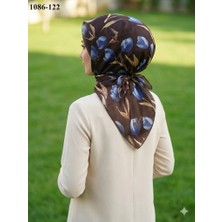Lo'cella Soft Pamuk Eşarp (Acı Kahve-Mavi) 1086-122