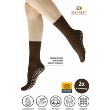 Dore Unisex 2 Çift Kaydırmaz Hac Umre Tavaf Için Soket Model Kaymaz Taban Kahverengi Çorap 36-39