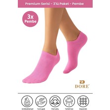 Dore 3 Çift Yazlık Premium Terletmeyen Konfor Modeli Nefes Alan Dikişsiz Görünmez Düz Renk Çorap Pembe 36-39