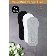 Dore Kadın 3 Çift Yazlık Lüks Modal Ultra Comfort Spor Ayakkabı Dikişsiz Görünmez Kısa Çorap Siyah Beyaz Gri 36-39