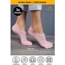 Dore Kadın 3 Çift Yazlık Lüks Modal Ultra Comfort Spor Ayakkabı Dikişsiz Görünmez Kısa Çorap Pembe 36-39