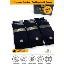 Dore Erkek 12 Çift Premium Bambu Diyabetik Şeker Lastiksiz Dikişsiz Uzun Soket Çorap Siyah 45-47