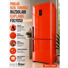 Packline Marketing Parlak Kızıl Turuncu Buzdolabı Kaplama Folyosu 70CM x 1metre