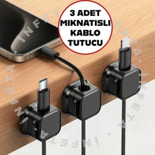 İnfeta 3 Adet Mıknatıslı Kablo Tutucu Sabitleyici Manyetik Masa Üstü Kablo Düzenleyici Kablo Sabitleyici Askı