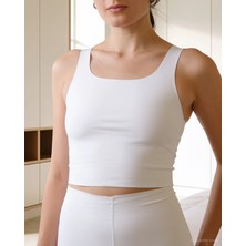 Bolero Kadın Dikişsiz Pima Pamuk Crop Atlet Beyaz