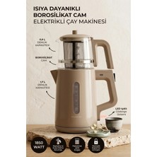Kitchen Life Demzade Isıya Dayanıklı Borosilikat Cam Elektrikli Çay Makinesi 1850-2200 W Kettle Çaycı Çay Seti