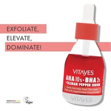 Vıtayes Aha%10 Bha%2 Kırmızı Peeling Cilt Serumu - Gözenek Sıkılaştırıcı, Cilt Canlandırıcı, Yenileyici, Ton Eşitleyici, Arındırıcı, Siyah Nokta ve Akne Karşıtı, Anti-Aging, Yaşlanma Karşıtı 30 ml