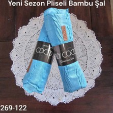 Lady Coco Pliseli Bambu Şal 269-122 (Mavi)