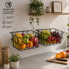 Decorelax 21X21 cm Yapışkanlı Duvar Sepeti 2'li Set - Çok Amaçlı Mutfak Banyo Organizer Avantaj Paketi