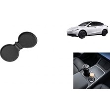 Oto Aksesuarcım Tesla Model 3 Model Y Standart Juniper 2025+ Uyumlu Orta Bardaklık Pedi Kaymaz Konsol Koruyucu Matı 1 Adet Siyah