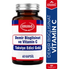 Ersağ Demir Bisglisinat ve Vitamin C Takviye Edici Gıda 60 Kapsül