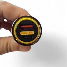 Hobimtek Hepu HP-783 Araç Içi Şarj Cihazı 120W 3.1A Pd 30 Watt Hızlı Şarj Aleti Metal Çakmak Şarj Qualcomm Quick Charge 3.0 2-Port Işıklı